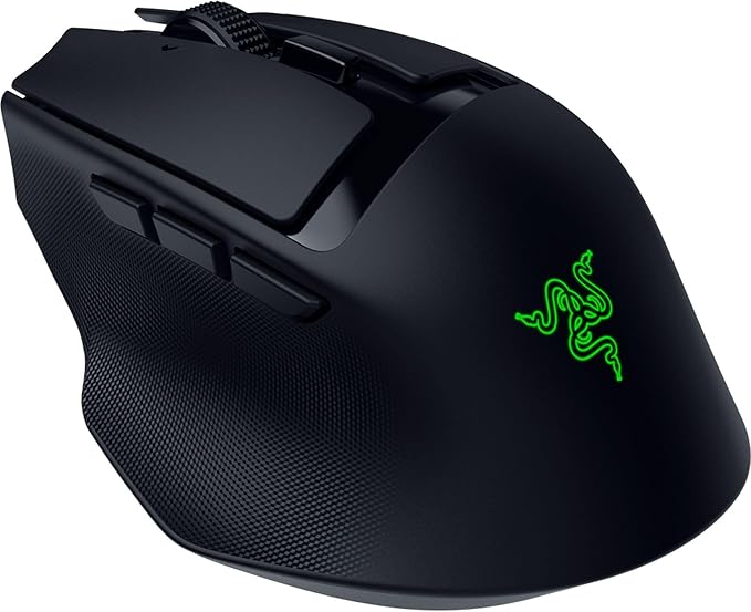 Razer Basilisk Mobile Portable Ergonomic Wireless Gaming Mouse: 10 Programmable Controls HyperScroll - Optical Switches Gen-3 - Long Battery Life - AI Prompt - 2.4 GHz, Bluetooth, USB C