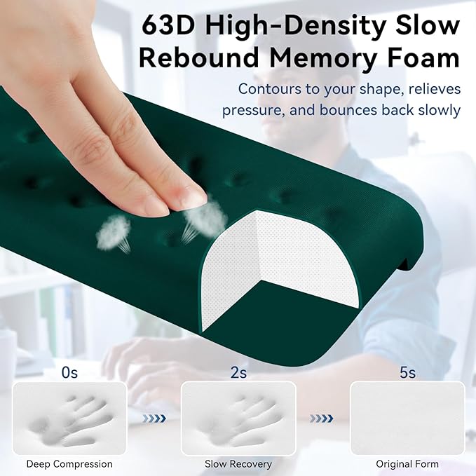 L-Shaped Desk Elbow Pad for Desk, 2-Pack Memory Foam Elbow Rest for Desk Edge Cushion, Non-Slip Ergonomic Arm Rest for Wrist, Palm & Forearm Support, Office Home, Separate Design, Dark Green