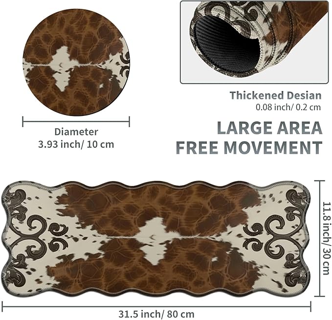 Art Leopard Large Gaming Mouse Pad Plus a Coaster, 31.5 x 11.8 inches Desk Mat Extended XL Mousepad with Stitched Edge Non-Slip Rubber, Desk Pad Computer Mouse Mat for Home Office