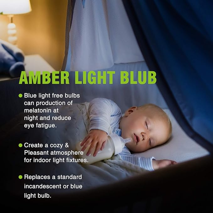 Neporal Amber Light Bulbs 9W, Soft Warm Sleep Light Bulbs 60W Equivalent, Blue Light Blocking Amber Night Light 1800K, Bedtime Light Bulb for Healthy Sleep,1Pack