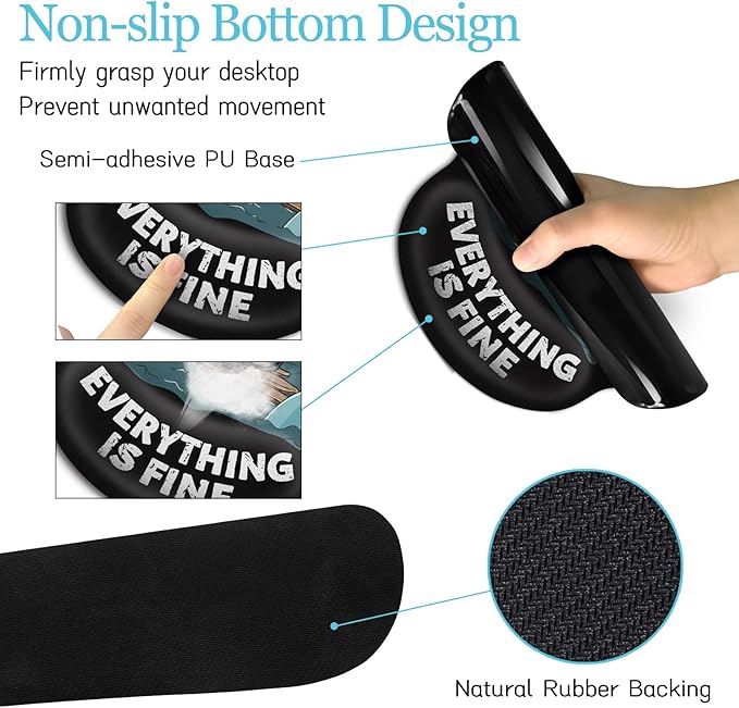 Funny Dog Mouse Pad Set Large Desk Mat With Wrist Rest for Gaming, Ergonomic Mousepad, Keyboard Mat, Cup Coaster Set, Office Accessories - It's Fine
