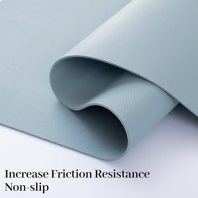 Large Desk Pad Mat, Leather Blue Desk Mat for Desktop, Computer Desk Mouse Pad Non-Slip, Waterproof Keyboard Mat for Office/Home/Decor, 31.5" x 15.7"
