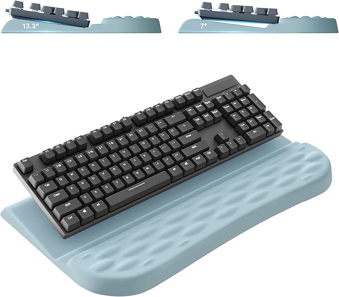Keyboard Wrist Rest Stand for Desktop, 2 Angle Ergonomic Computer Keyboard Holder Stand, Key Board Riser with Wrist Support, Arm Rest for Office, Home, Desk(Blue)