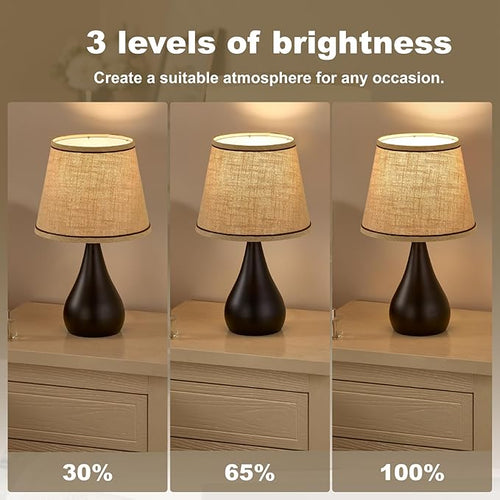 17.3'' Modern Dimmable Touch Lamps for Nightstand 2pcs, Table Lamps for Living Room, Reading Desk Lamp for Office, Bedside Lamps with Iron Base, Small Lamp for Bedroom, Bulb Included, Black
