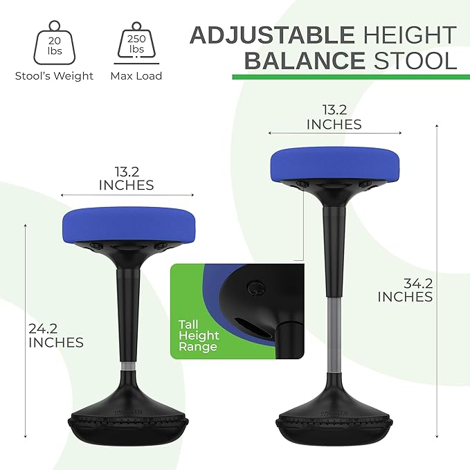 Wobble Stool Standing Desk, Flexible Seating Adjustable Office Ergonomic Seating, Wobble Stools for Alternative Classroom Seating, Active ADHD Chair, Wiggle Chairs