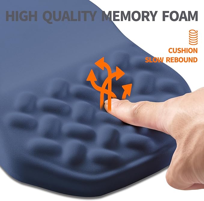 Ergonomic Slope Mouse Pad Wrist Support, Wrist Rest Mousepad for Carpal Tunnel with Massage Bulge and Slow Rebound Memory Foam (12x8 inch, Deep Blue)