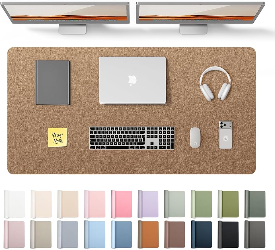 YSAGi Leather Desk Pad Protector, Office Desk Mat, Large Mouse Pad, Non-Slip PU Leather Desk Blotter, Laptop Desk Pad, Waterproof Desk Writing Pad for Office and Home (Bronze, 47.2" x 23.6")