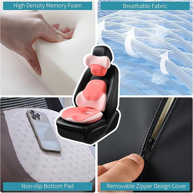 FLORICH Car Neck Headrest Pillows, Ergonomic Office Chair Seat Cushions, Car Lumbar Back Support Pads, for Back, Coccyx, Tailbone, Hip & Spine Comfort, Ergonomic Hip Pillow