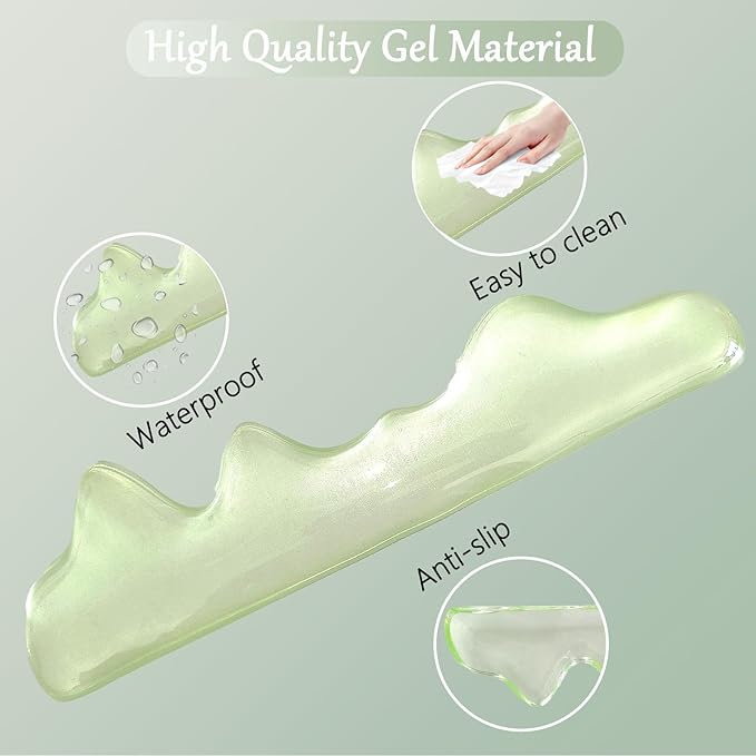 Gel Mountain Keyboard and Mouse Wrist Rest Set Abstract Clear Green Keyboard Wrist Rest Transparent Ergonomic Cute Minimalist Mouse Wrist Pad Silicone Non-Slip Support for Computer Keyboard 60% 68%75%