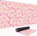 Baziabbo Pink Desk Mat,XXL Extended Large Mouse Pad,Gaming Mousepad with Stitched Edge,Non-Slip Rubber Base Keyboard Desk Pad for Home Office Study Game (Pink Flowers)