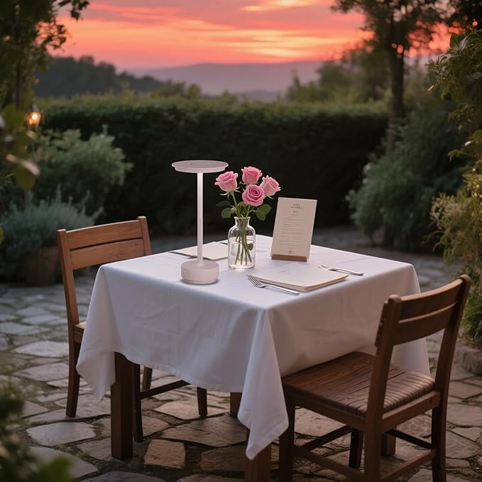 2 Pack Rechargeable Cordless Table Lamps, Portable 5000mAh LED Table Light, 3 Color Stepless Dimming Battery Powered Metal Table Lamp for Outdoo/Restaurant/Home/Patio.(Light Pink)
