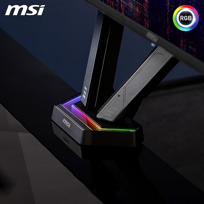 MSI MPG MT161DR - Premium RGB Dual Monitor Stand Arms, 17-38" Support, VESA Compatible, Adjustable Spring Assisted Mount, 35.2 lbs per Screen Capacity, Clamp & Grommet, Quick Release Plate - Black