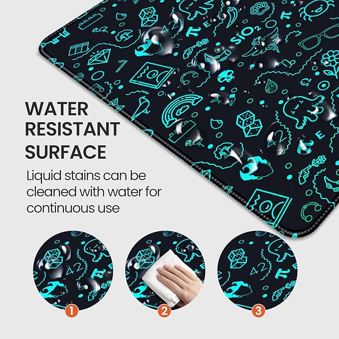 XXL Gaming Mouse Pad, Gradient Icon Design, 35.4 x 15.7 Inches, Microfiber Cloth, Rectangular, Non-Slip Rubber Base