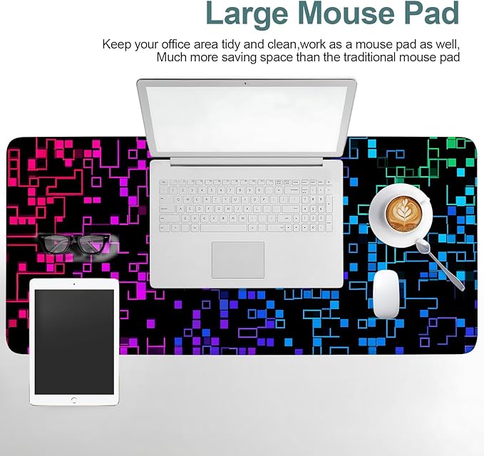 Color Gradient Extended Gaming Mouse Pad 35.4x15.7Inch Large Desk Mat Anti-Slip Rubber Base & Durable Stitched Edges for Gamers Smooth Mouse Writing Surface for Desk Office/Home