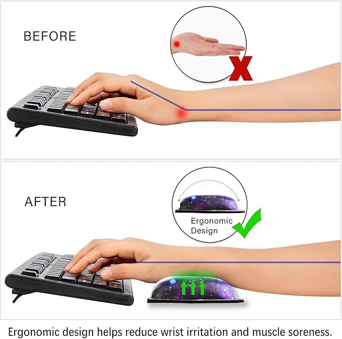 ArtSo Upgraded Wrist Rest Support for Mouse Pad & Keyboard, Ergonomic Gel Mousepad Non-Slip Rubber Base Home, Office Wrist Support & Easy Typing Cushion with Neoprene Cloth & Soft Memory Foam, Galaxy