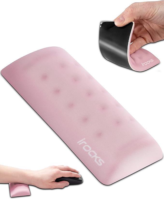 I-Rocks Memory Foam Mouse Wrist Rest - Pain-Reducing Support With Non-Slip Rubber Base - Cooling Comfort for Long Hours of Work, Studying, Gaming