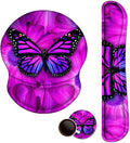 ARTSO Ergonomic Mouse Pad with Wrist Rest, Comfortable Keyboard Wrist Rest, Memory Foam Mousepad for Computer Keyboard, Mouse Pad Set for Easy Typing & Comfort, Purple Butterfly