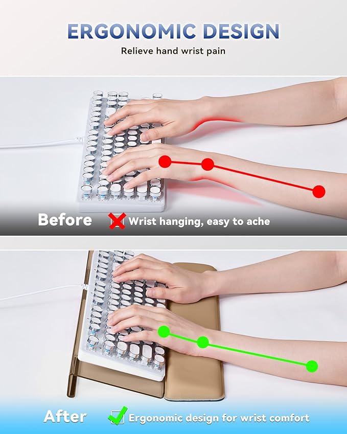 Computer Keyboard Stand for Desktop, Keyboard Riser Wrist Rest Holder for Easy Typing, Office Desk, Home, School Accessories(Coffee)