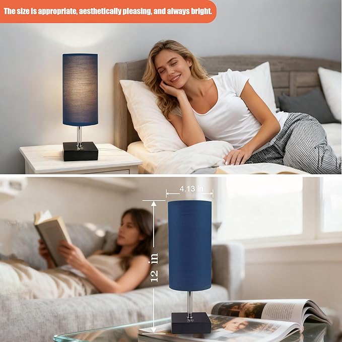 Battery Powered Wireless Desk lamp, Cordless Desk lamp, Three Light Colors and Touch dimming, Suitable for bedrooms, Living Rooms and Study Rooms, 12 inch Touch Charging lamp (Blue)