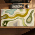 AQQA Large Gaming Mouse Pad 31.5x15.7 Inch, Abstract Desk Mat with Non-Slip Base & Stitched Edge, Green Cute Keyboard Mat for PC Desktop, Office Home Decor, Modern Colorful Design