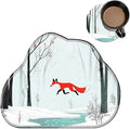 Cute Mouse Pad Plus 1 Coaster, Small Gaming Mouse Mat 11.8 x 9.45 inches, Travel Mouse Pads with Durable Stitched Edges Non-Slip Base, Winter Forest Fox Decor Mousepad for Office Home
