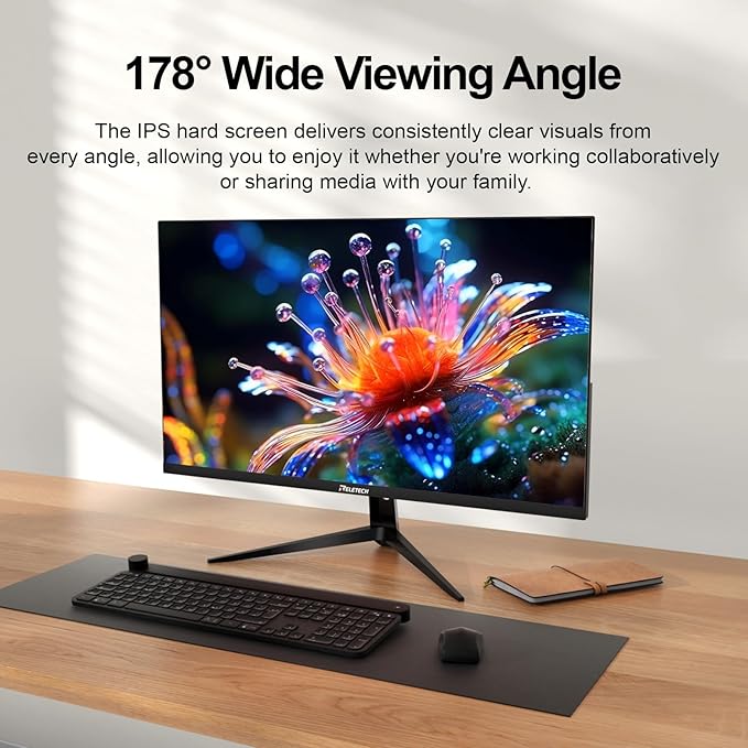 27 Inch Computer Monitor, 100Hz FHD 1080P, Fast-IPS Panel FreeSync Support, 100% sRGB, Eye Care, Frameless 3-Side Borderless Design, HDMI & VGA Ports 100x100mm VESA Mountable (R27 Core)