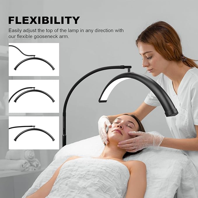 [Promotion Ultra-Bright] Half Moon LED Floor Light for Lash Techs, Eyelash Extensions, Estheticians, Skincare, Nail Art, Tattoo Artists, Home & Office - Professional Shadow-Free Lamp | Dimmable