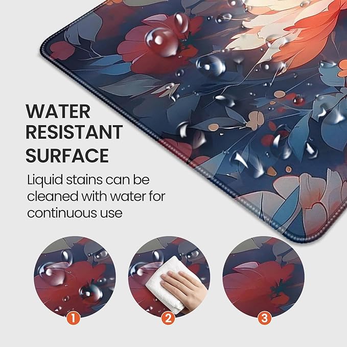 XXL Large Gaming Mouse Pad, 35.4 x 15.7 inches, with Non Slip Rubber Base, Extended Keyboard Pad for Home Computer Office Workstations, Large Laptop Mouse Pads Vintage Flowers
