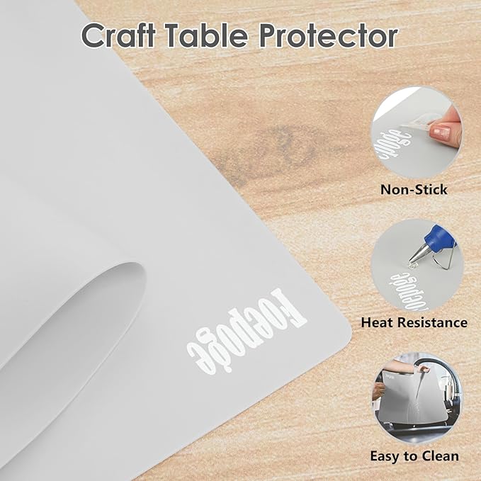 Extra Large Silicone Mat for Resin 36.2" x 24", 2MM Thick Silicone Craft Mat for Table, Multifunction Silicon Matt for Kitchen Countertop Protector Heat Resistant Placemat by Foepoge(Gray)
