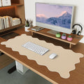 iCasso Leather Mouse Pad,Extra Large Desk Pad,Cute Scalloped Computer Mat for Desktop,Non-Slip Nail Mats with Stitched Edges,Waterproof PU Desk Protector Pad for Office Home Dorm