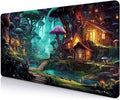 Mushroom Anime Desk Mat, Fairy Forest Large Gaming Mouse Pad for Laptop Computer, Tabletop Magic Play Mats Full Desk Mouse Pads, Fantasy Art XXL Playmat Mousepad