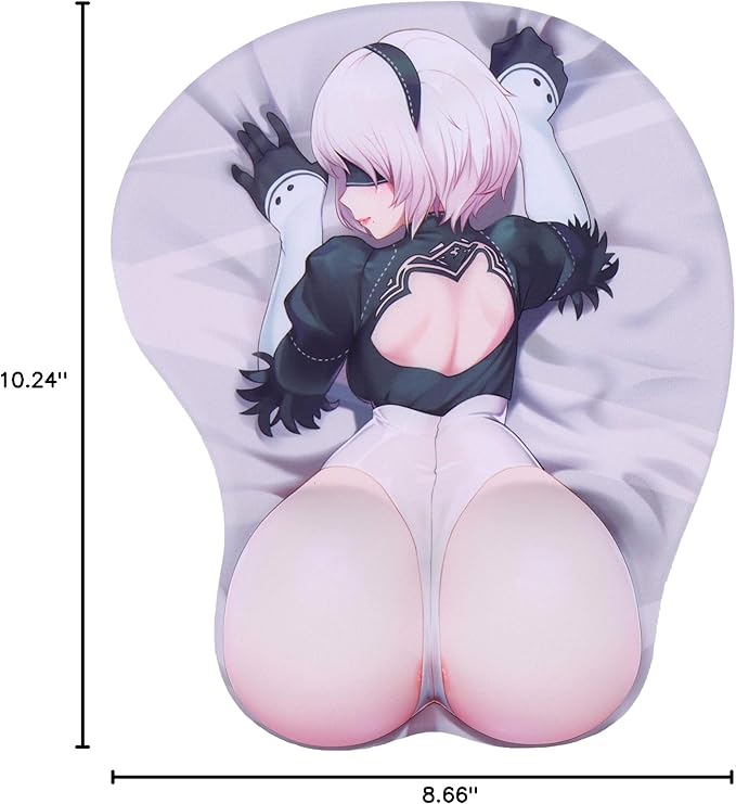 2B PP Anime Mouse Pads with Wrist Rest Gaming 3D Mousepads 2Way Skin (2BPP)