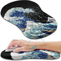 Hokafenle Ergonomic Mouse Pad Wrist Support, Wrist Rest Mousepad for Carpal Tunnel with Integrated Memory Foam Slope Massage Bulge (11.8x7.9 inch,Sea Wave)