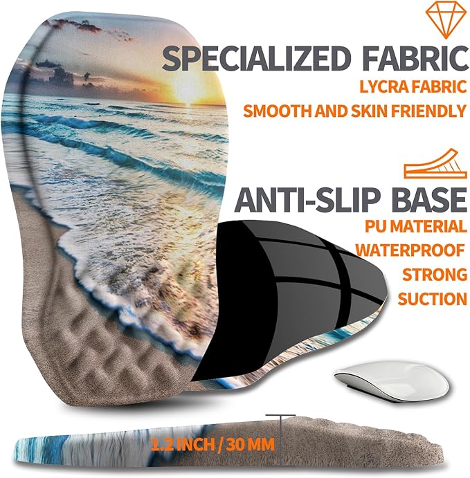 Ergonomic Slope Mouse Pad Wrist Support, Wrist Rest Mousepad for Carpal Tunnel with Massage Bulge and Slow Rebound Memory Foam (12x8 inch, Sunrise Beach)