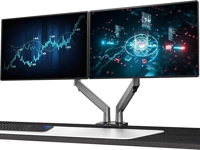 NB North Bayou Dual Monitor Desk Mount Stand Full Motion Swivel Computer Monitor Arm Fits 2 Screens up to 32'' with Load Capacity 6.6~26.4lbs for Each Monitor G75