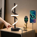 LED Modern Table Lamp, Dimmable Spiral LED Table Lamp, 3 Colors Touch Control, Modern Nightstand Lamp with USB/Type C for Bedroom Living Room