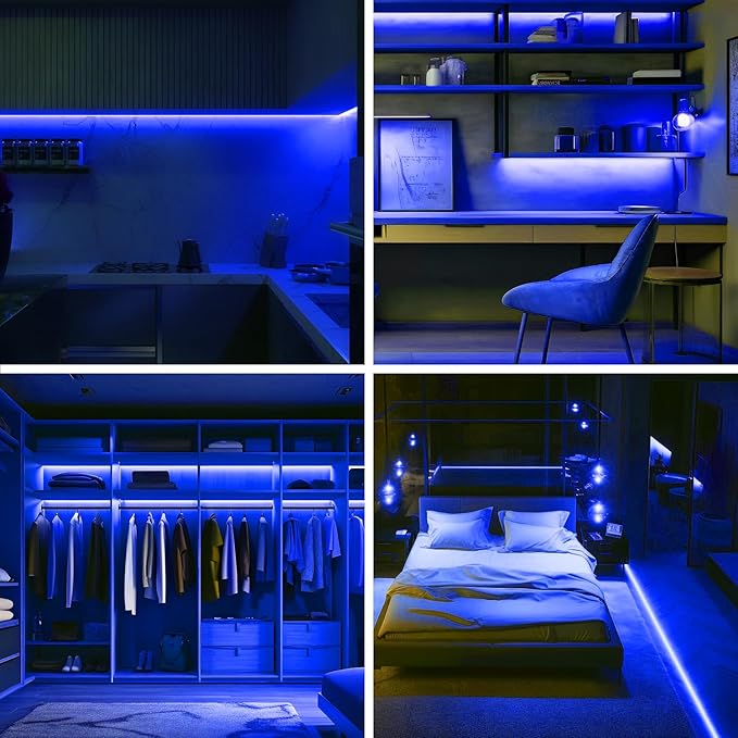 Blue Neon Rope Light, 5M Cuttable LED Strip Lights with Power Plug, 12V Waterproof Flexible Dimmable Lights Kit for Bedroom TV Backlight Gaming Room Monitor Kitchen Cabinet Bar Wall Stage Stairs Decor