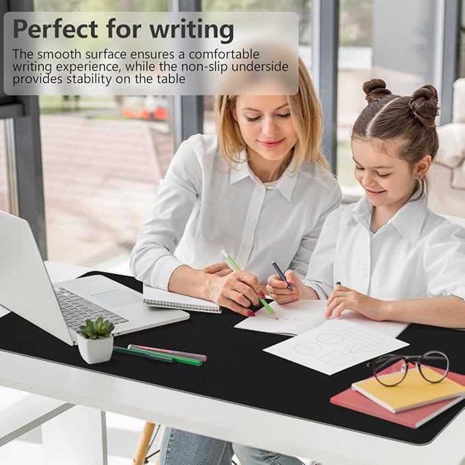Black Desk Mat, 31.5"×15.7" Desk Matt for Desktop, Waterproof Keyboard Pad, Computer Mats for Desktop, Large Mouse Pad, Non-Slip Computer Mat for Office Home - Black