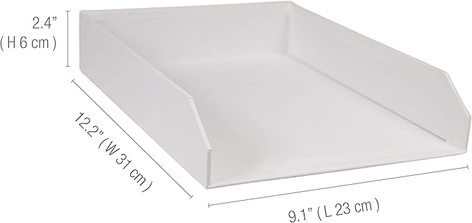 Bigso Box of Sweden Hakan Letter Trays - Stackable Paper Tray Organizer with Stable Rubber Feet for A4 or Letter Size Documents - 9.1 in x 12.2 in x 2.4 in - Pack of 2 - White