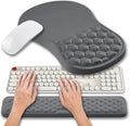 Hokafenle 2 in 1 Ergonomic Mouse Pad Wrist Support & Wrist Rest for Computer Keyboard Set, with Memory Gel Massage Bulge Design (2In1 Set, Dark Gray)