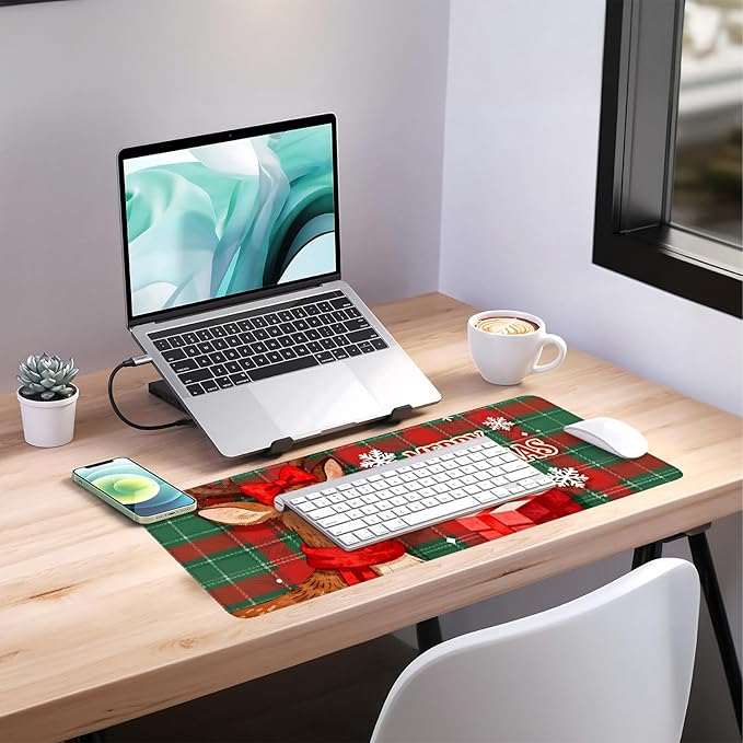 Extended Gaming Merry Christmas - Elk, 31.5x11.8inches Mouse Pad Large Desk Mat Anti-Slip Rubber Base & Durable Stitched Edges for Gamers Smooth Mouse Writing Surface for Desk Office/Home