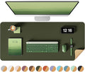 YSAGi Double-Sided Desk Pad, 31.5"x15.7" Leather Desk Mat, Eco Cork Desk Pad Protector,Large Mouse Pad,Waterproof Desk Blotter for Office/Home (Dark Green/Cork)