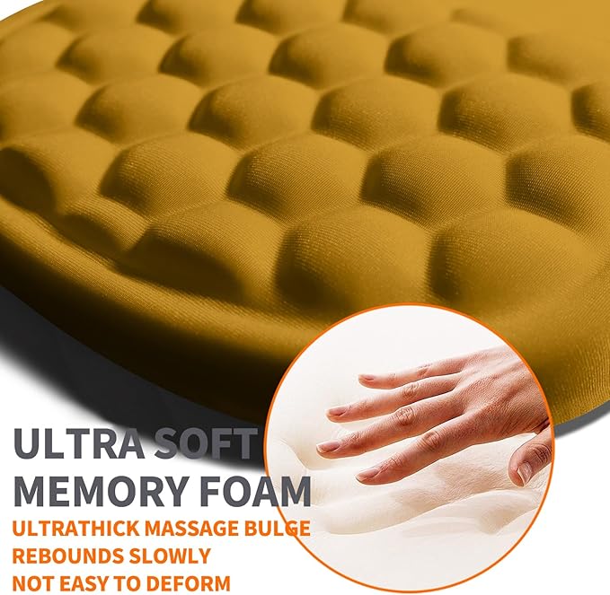 Ergonomic Joint Wrist Support Mouse Pad with Memory Foam Cushion Massage Bump, Carpal Tunnel Mousepad Slope Design for Wrist Rest, 11.8x7.9 in, Goldenrod