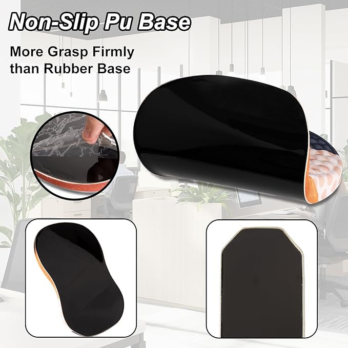 Ergonomic Mouse Pad Wrist Support and Keyboard Wrist Rest, Computer Carpal Tunnel Mouse Pads for Desk with Coaster Set, Memory Foam Mousepad with Non-Slip PU Base for Home Office (Marble Pink)