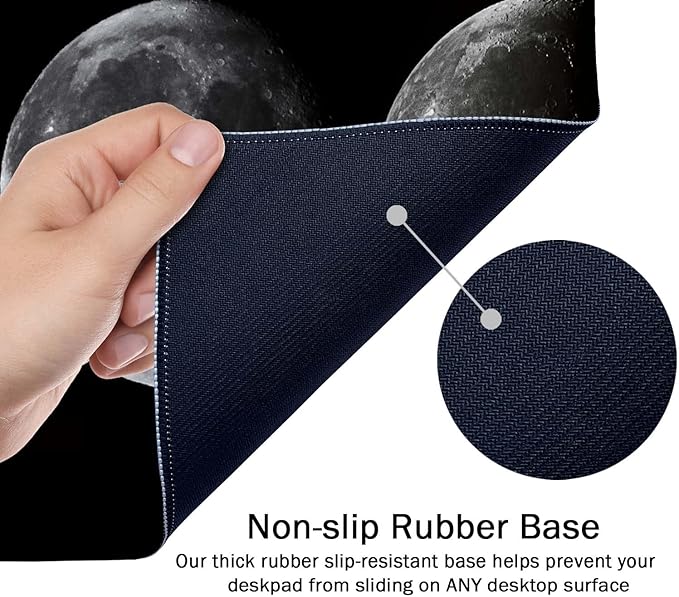 SSOIU Large Mouse Pad, Full Desk XXL Extended Gaming Mouse Pad 35.5" X 15.7", Waterproof Desk Mat with Stitched Edge, Non-Slip Laptop Computer Keyboard Mousepad for Office & Home, Phases of The Moon
