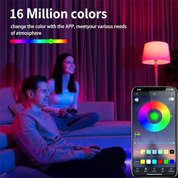 5M RGB Neon LED Strip Lights, 12V Easter Outdoor Neon Rope Lights with App/Remote Control, Color Changing, Valentines Cuttable Waterproof Light Kit for Bedroom TV Backlight Gaming Room Wall Bar Decor