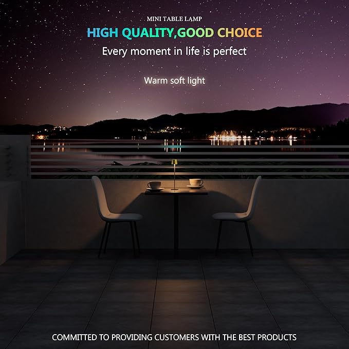 Compact Cordless Table Lamp, Rechargeable LED Night Light, Dual Light Source (RGB Top & Warm Bottom), Touch Control & Timer, Metal Lamp for Bedroom & Kids Room (Antique Brass & Black)