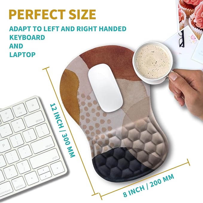 Hokafenle Ergonomic Mouse Pad Wrist Support, Wrist Rest Mousepad for Carpal Tunnel with Integrated Memory Foam Slope Massage Bulge (11.8x7.9 inch,Abstract Marble)
