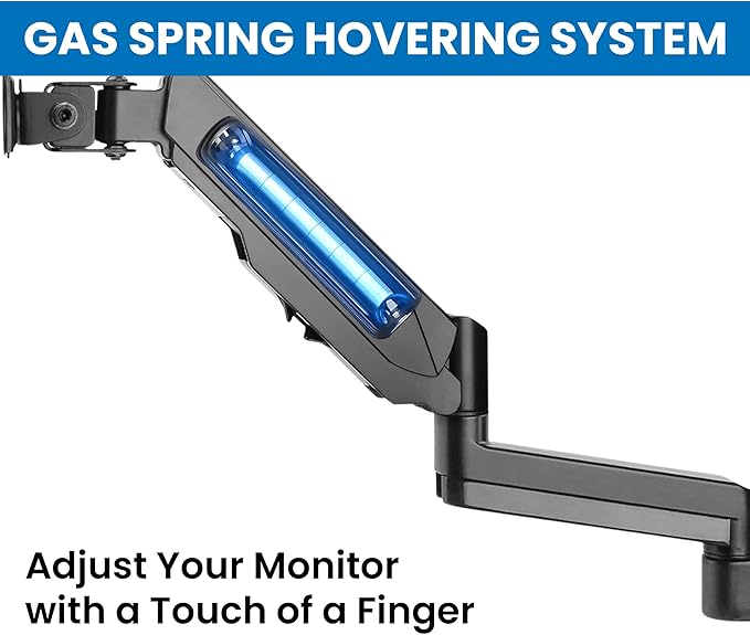 Mount-It! Monitor Wall Mount with Full Motion Gas Spring Arm | Height Adjustable Bracket for Flat Panel Screens Up to 32" | Fits VESA 75 and 100, 17.6 Lbs Capacity, Black