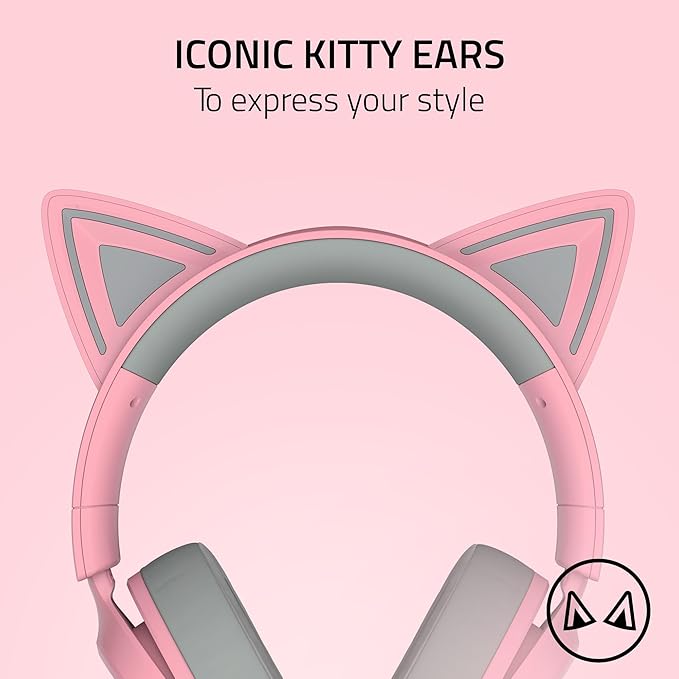 Razer Kraken Kitty V3 X Wired Gaming Headset: Kitty Ears - HyperClear Cardioid Mic - 40 mm Drivers - 7.1 Surround Sound - Comfy Ear Cushions - Cross-Platform via 3.5mm PC, PS5, Xbox, Switch 2 - Pink